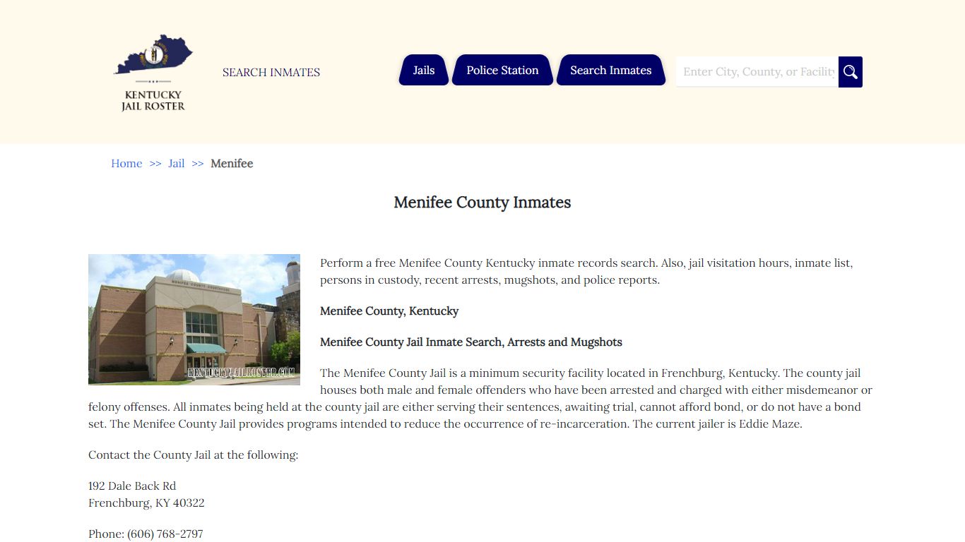 Menifee County Inmates | Jail Roster Search